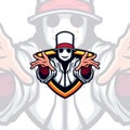 White Mask Magician with White Hat Vector Mascot Royalty Free Stock Photo